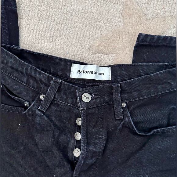 Reformation Jordi Kick Flare Jeans Black 25 - Picture 2 of 5